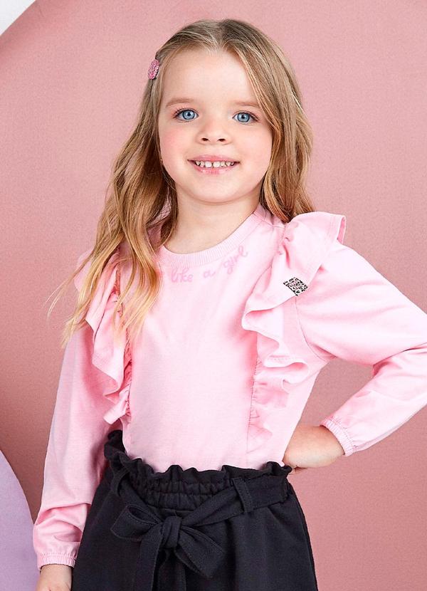 Momi - Blusa com Babados no Ombro Rosa