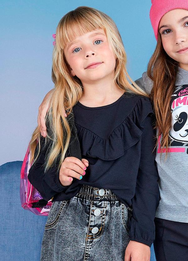 Momi - Blusa com Babados Preto