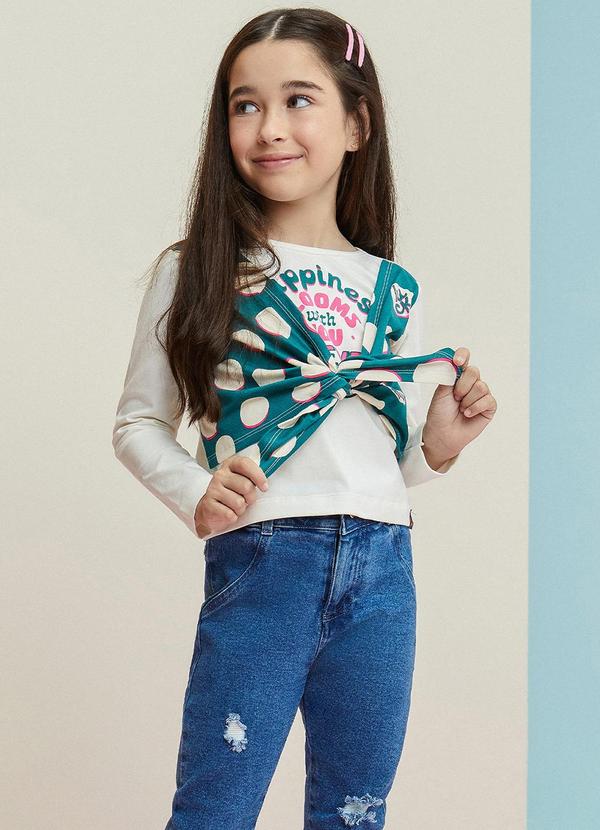 Momi - Blusa com Lenço de Poás Branco