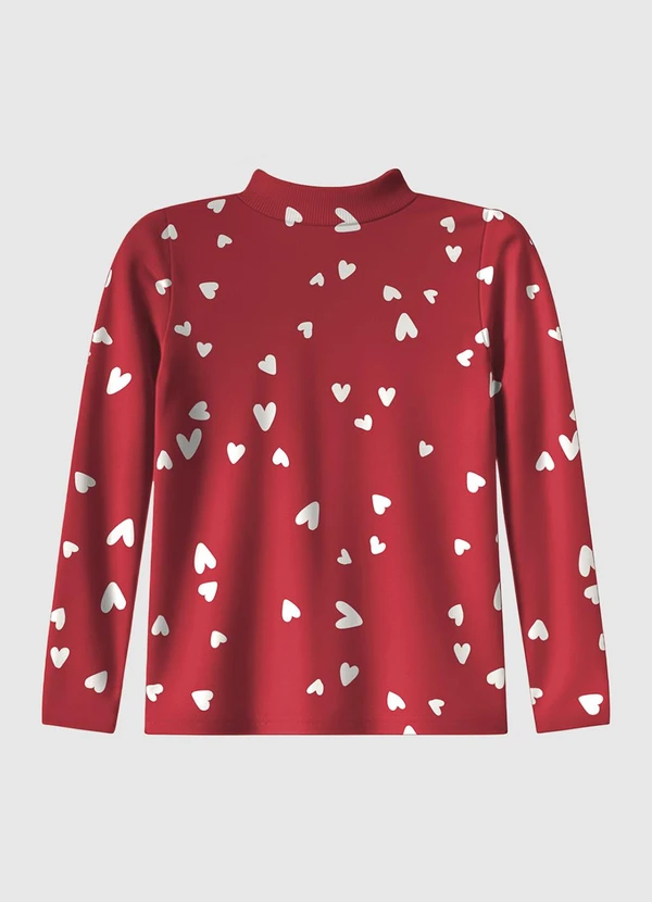 Malwee Kids - Blusa Corações em Ribana Vermelho