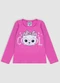 Turminha - Blusa Cotton Estampa Gatinho Básica Menina Roxo - variação: Rosa