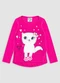 Turminha - Blusa Cotton Estampa Gatinho Patinhas Rosa - variação: Rosa