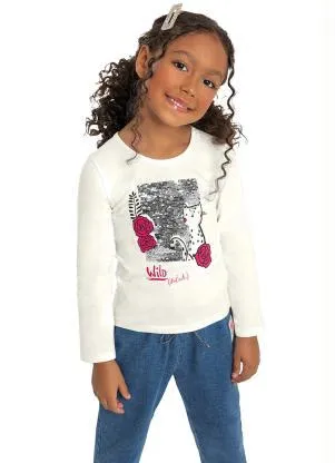 Quimby - Blusa Cotton Infantil Manga Longa Bege - QUIMBY