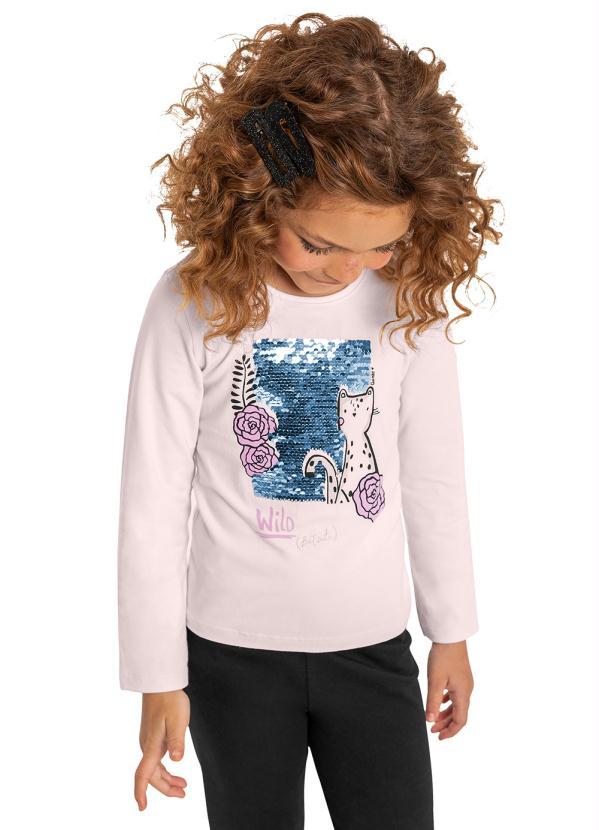 Quimby - Blusa Cotton Infantil Manga Longa Rosa