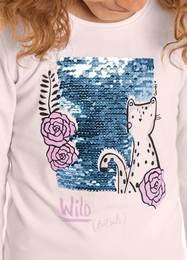 Quimby - Blusa Cotton Infantil Manga Longa Rosa 2