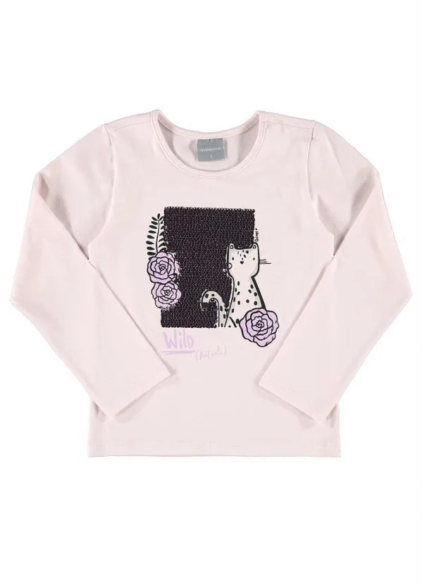 Quimby - Blusa Cotton Infantil Manga Longa Rosa 3