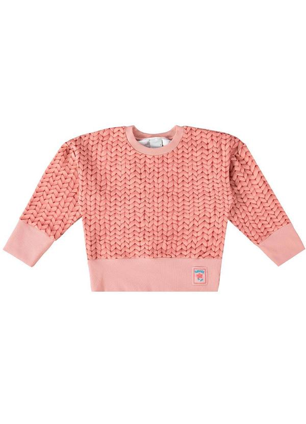 Malwee Kids - Blusa Crochê em Moletom Menina Rosa