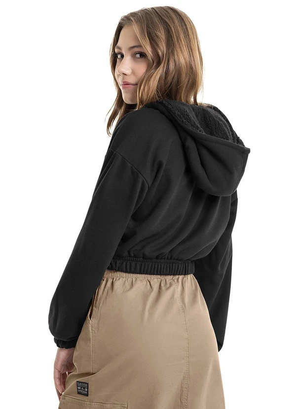 Gloss - Blusa Cropped Básica em Cotton Juvenil Preto 2