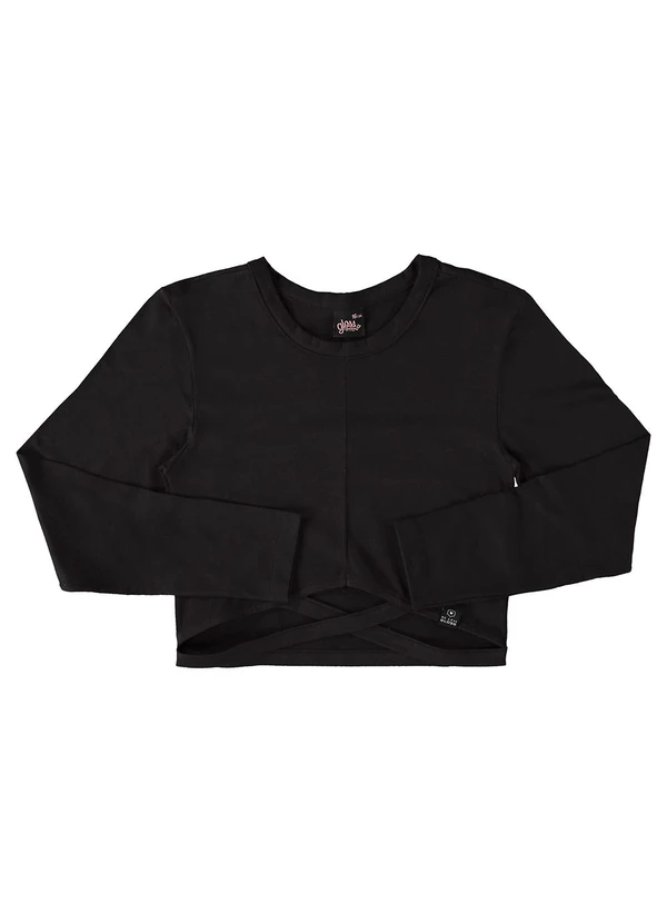 Gloss - Blusa Cropped Básica em Cotton Juvenil Preto 5