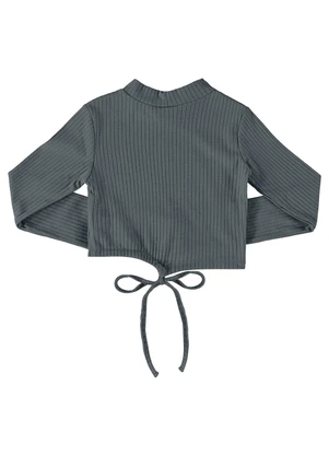 Gloss - Blusa Cropped Básica Juvenil Cinza - GLOSS