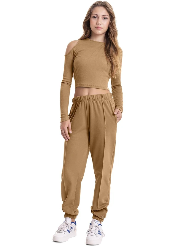 Gloss - Blusa Cropped Básica Juvenil Marrom 2