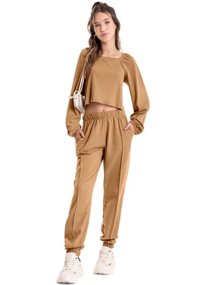 Gloss - Blusa Cropped Básica Juvenil Marrom - GLOSS