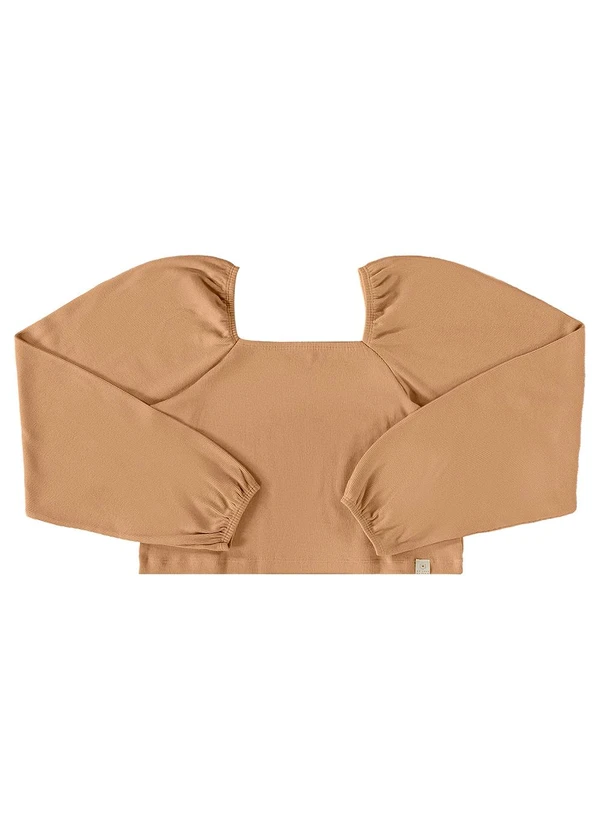 Gloss - Blusa Cropped Básica Juvenil Marrom 3