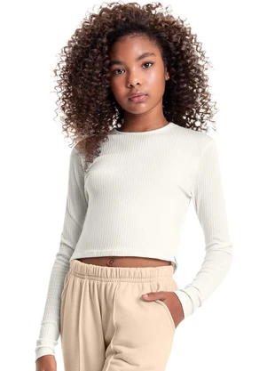Gloss - Blusa Cropped Básica Juvenil Off White - GLOSS