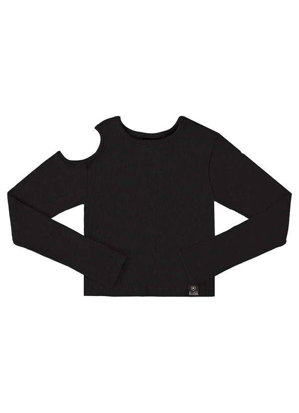 Gloss - Blusa Cropped Básica Juvenil Preto
