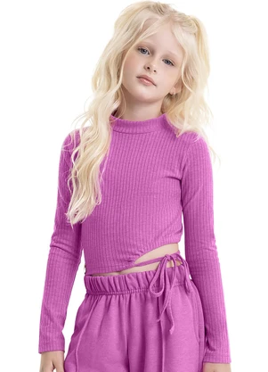 Gloss - Blusa Cropped Básica Juvenil Rosa - GLOSS