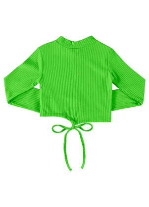Gloss - Blusa Cropped Básica Juvenil Verde - GLOSS