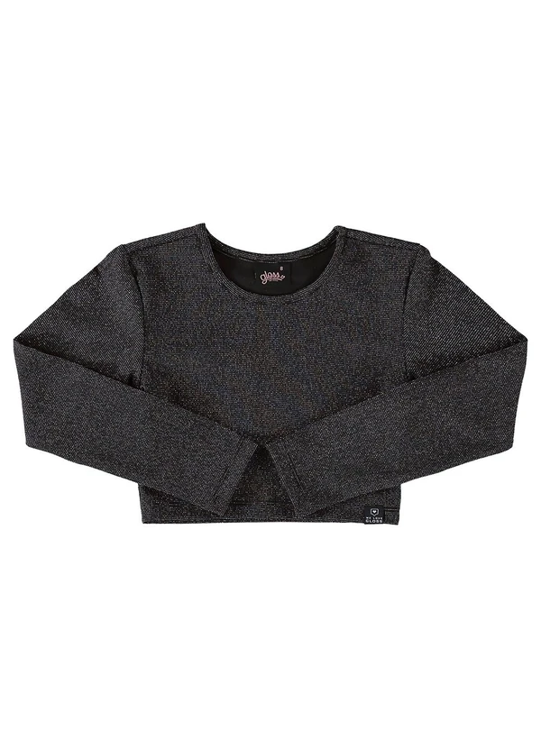 Gloss - Blusa Cropped em Malha Juvenil Preto 3