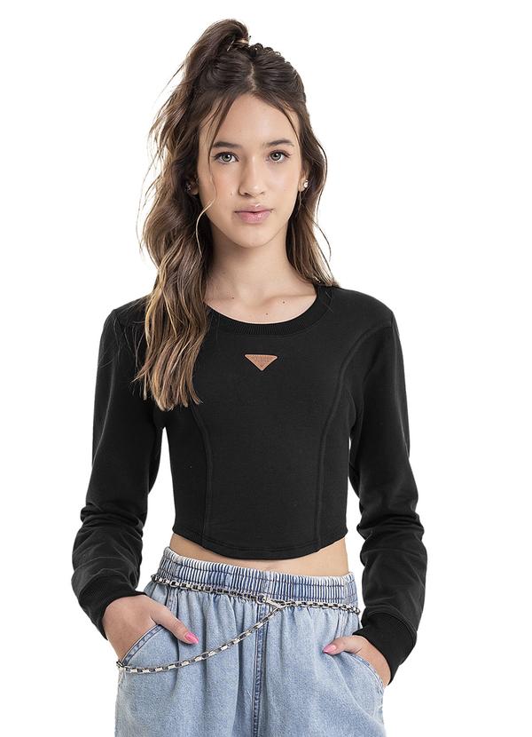 Gloss - Blusa Cropped em Molecotton Juvenil Preto 1
