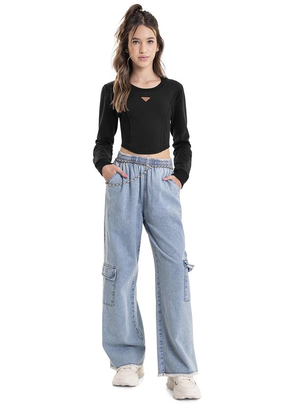 Gloss - Blusa Cropped em Molecotton Juvenil Preto 2