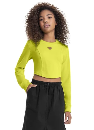 Gloss - Blusa Cropped em Molecotton Juvenil Verde - GLOSS