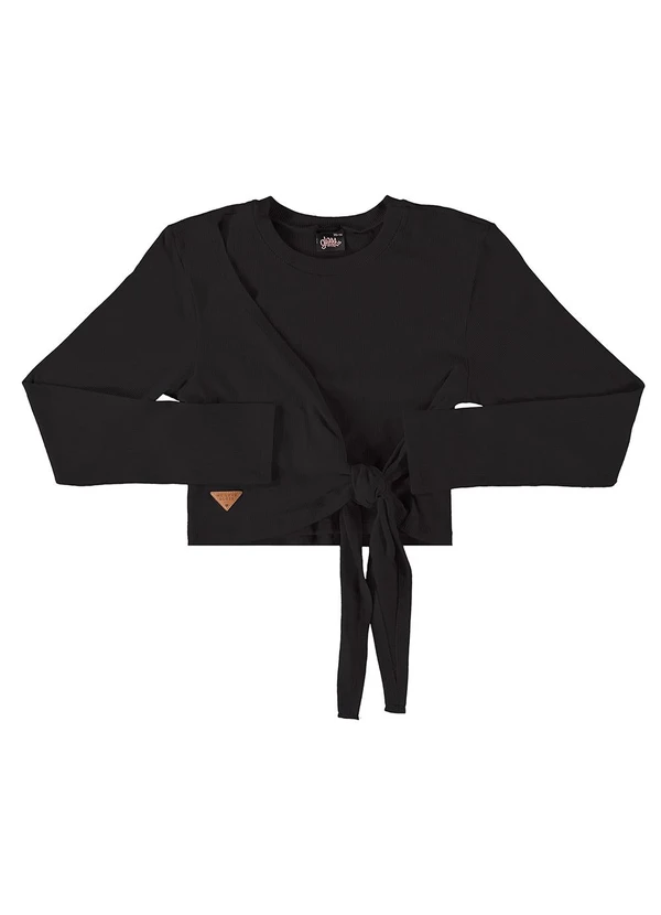 Gloss - Blusa Cropped em Ribana Juvenil Preto 3