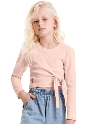 Gloss - Blusa Cropped em Ribana Juvenil Rosa - GLOSS