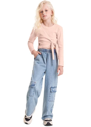 Gloss - Blusa Cropped em Ribana Juvenil Rosa - GLOSS
