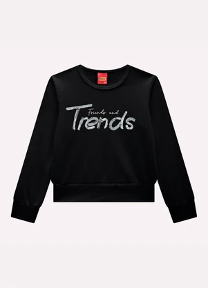 Kyly - Blusa Cropped Infantil Menina Lettering Preto - KYLY