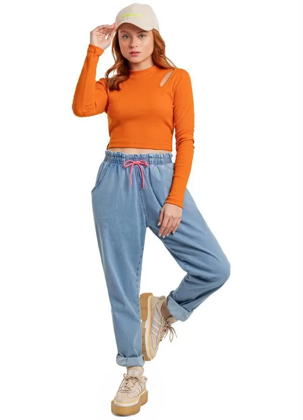 Gloss - Blusa Cropped Juvenil Menina Laranja 2