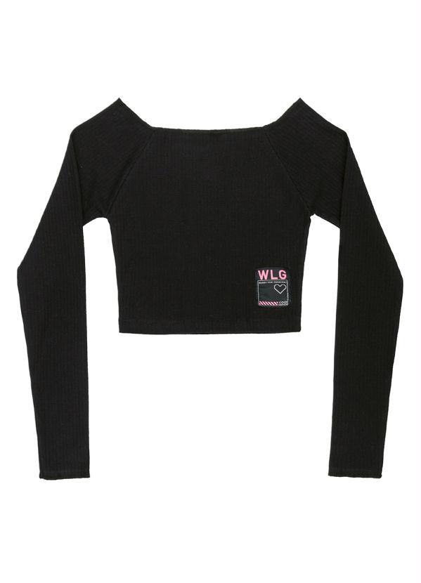 Gloss - Blusa Cropped Juvenil Menina Preto