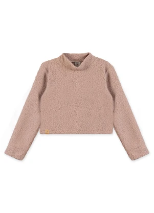 Marisol - Blusa Cropped Manga Longa Infantil Rosa - MARISOL