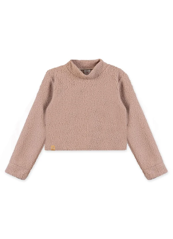 Marisol - Blusa Cropped Manga Longa Infantil Rosa