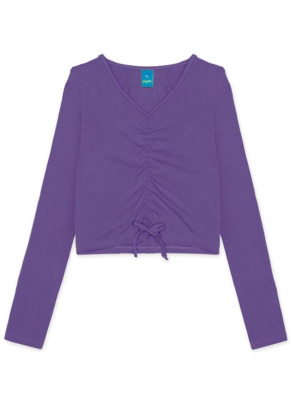Hapier - Blusa Cropped Manga Longa Juvenil Feminina Roxo