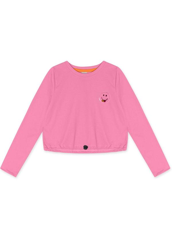 Marisol - Blusa Cropped Manga Longa Rosa
