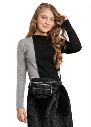 Gloss - Blusa Cropped Menina Juvenil Preto - GLOSS
