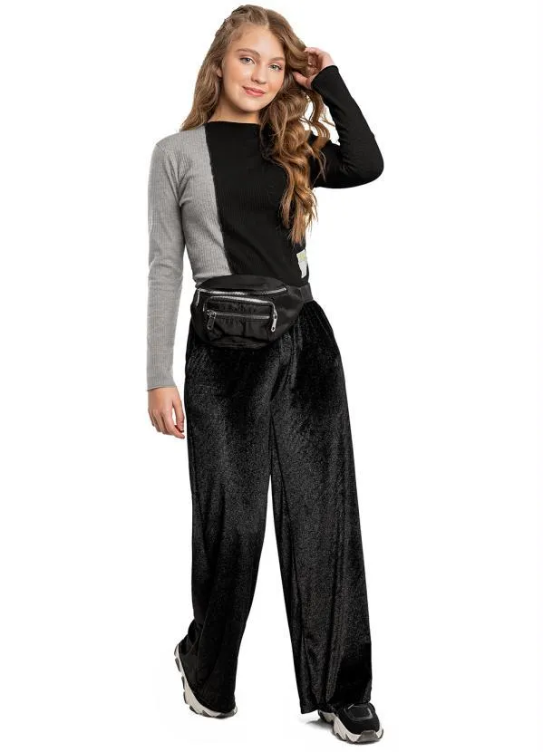 Gloss - Blusa Cropped Menina Juvenil Preto 2