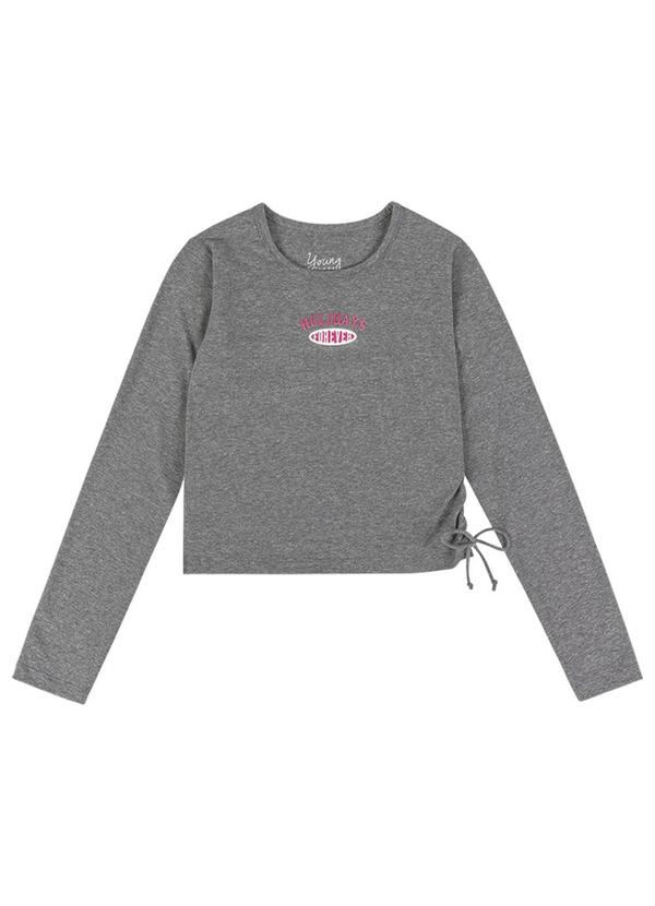 Young Class - Blusa Cropped Teen Menina em Cotton Cinza