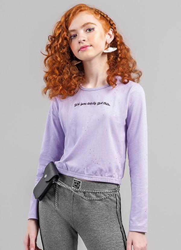 Young Class - Blusa Cropped Teen Menina em Cotton Roxo