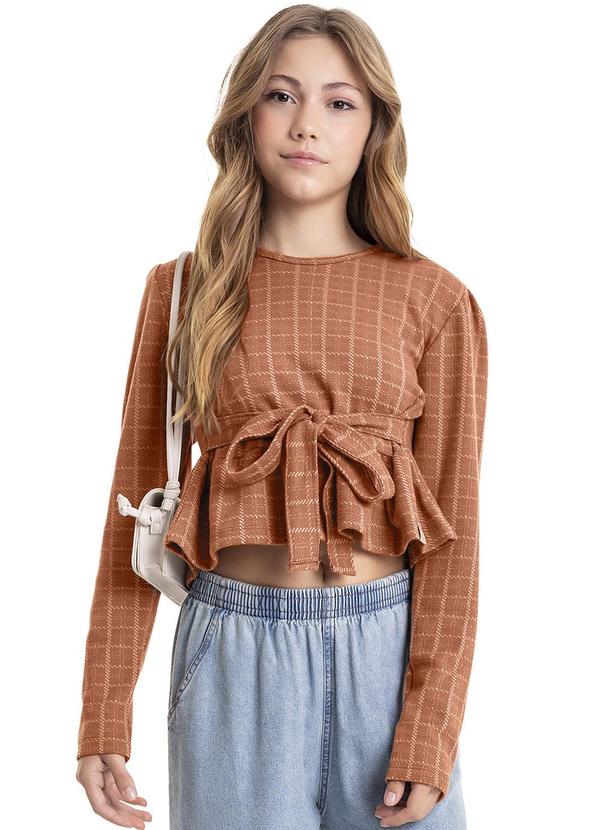 Gloss - Blusa Cropped Xadrez Juvenil Marrom