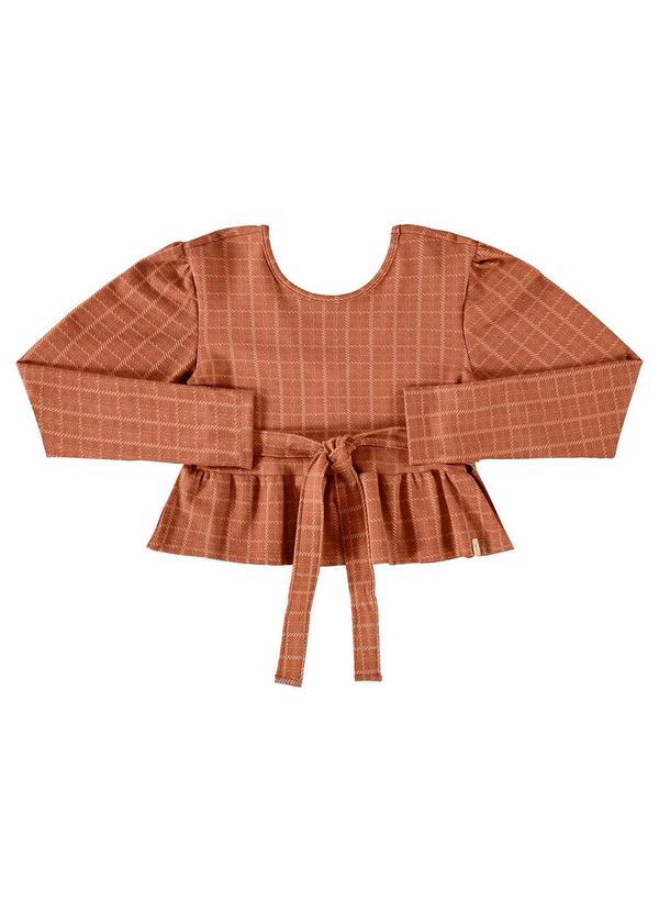 Gloss - Blusa Cropped Xadrez Juvenil Marrom 5