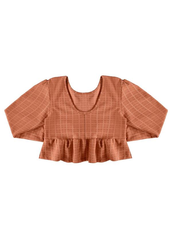 Gloss - Blusa Cropped Xadrez Juvenil Marrom 6