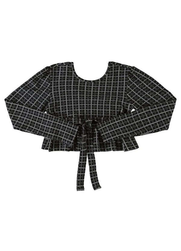 Gloss - Blusa Cropped Xadrez Juvenil Preto 3