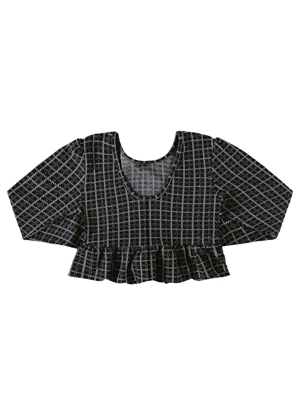 Gloss - Blusa Cropped Xadrez Juvenil Preto 4