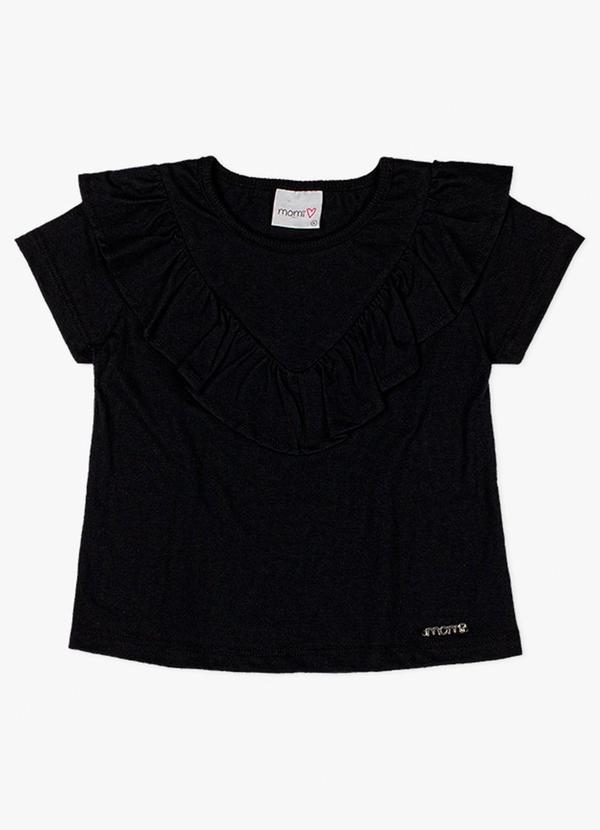 Momi - Blusa de Manga Longa com Babados Preto