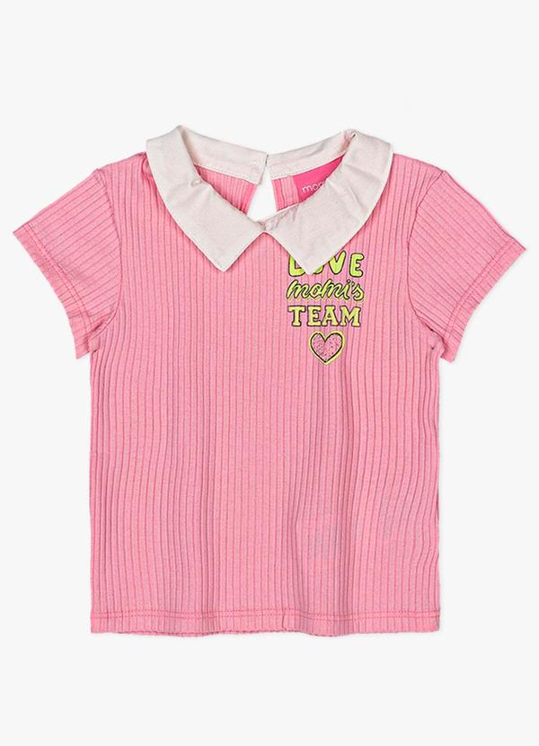 Momi - Blusa de Manga Longa com Golinha Rosa