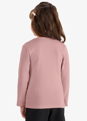 Rovi Kids - Blusa de Manga Longa em Ribana 2x1 Rosa - ROVI KIDS