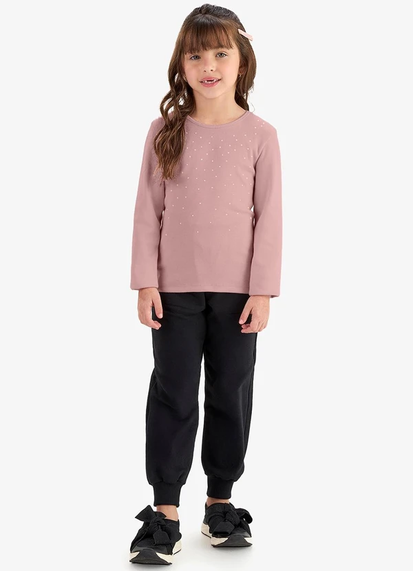 Rovi Kids - Blusa de Manga Longa em Ribana 2x1 Rosa 3