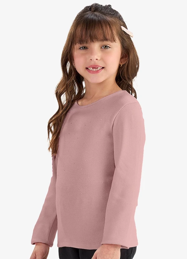 Rovi Kids - Blusa de Manga Longa em Ribana 2x1 Rosa 4