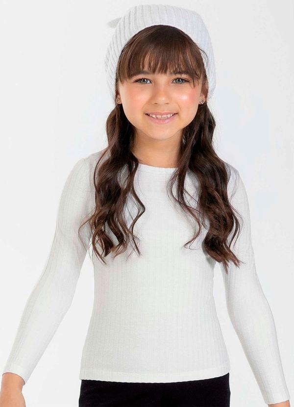 Cativa Kids - Blusa de Manga Longa Feminina Infantil Branco